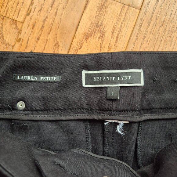 Melanie Lyne Pintuck Straight-Leg Pants Lauren Petite Black 4 - Picture 3 of 10
